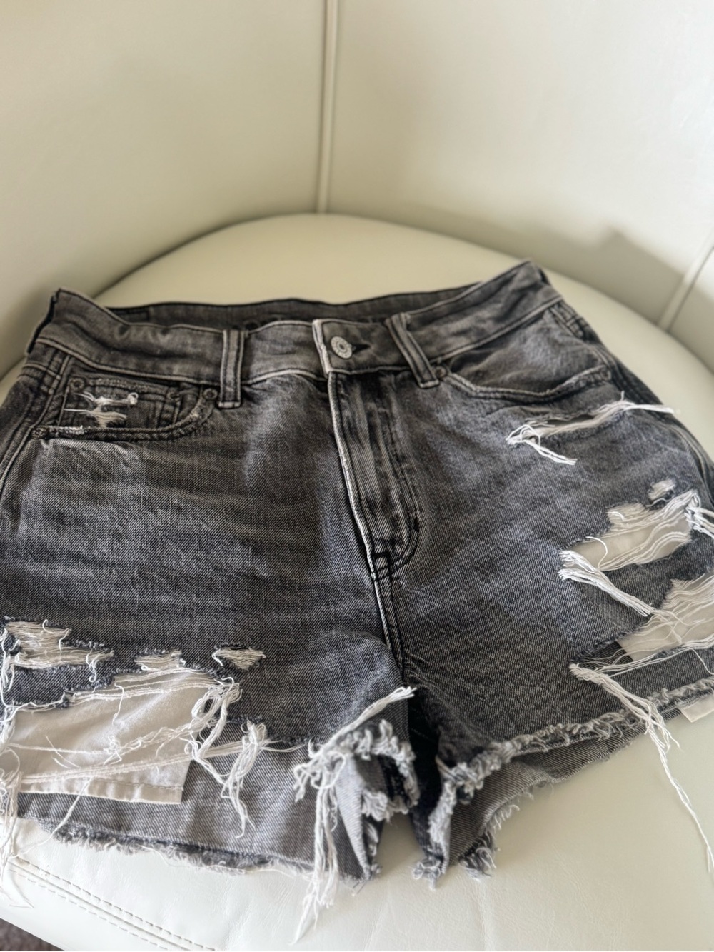 American Eagle Outfitters Black Distressed Denim Cutoff Shorts